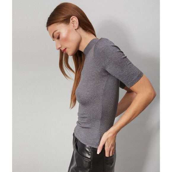 Michael Stars Helena Shine Mock Neck‎ Tee | Size M - Picture 2 of 9